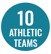 Teal Circle reads, 10 athletic teams