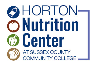 Horton Nutritional Center logo with circles that have shapes of food and drinks.