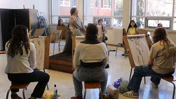 Students drawing