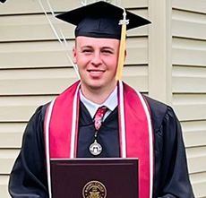 Hunter Kitchell in cap and gown