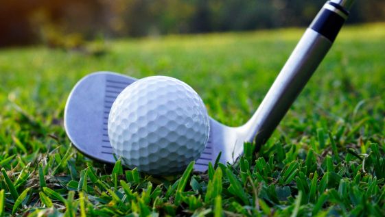 Golf ball and club