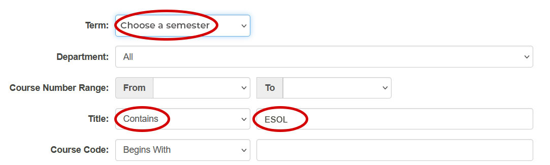 ESOL Credit Classes
