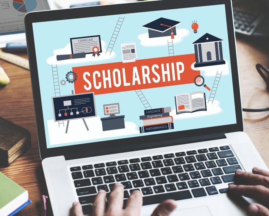 Scholarships on laptop screen